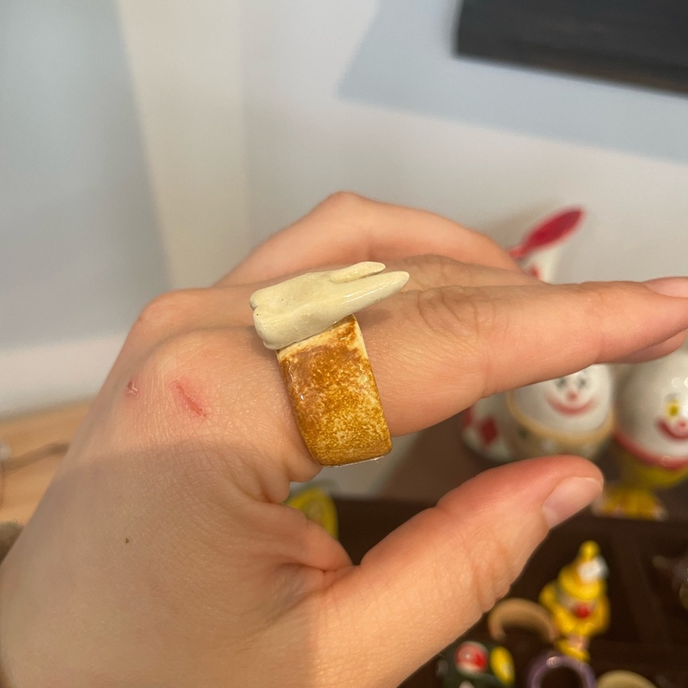 handmade ceramic tooth ring